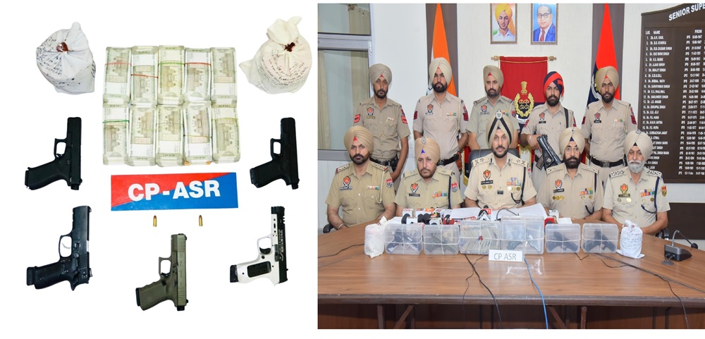 ਸਰਹੱਦ ਪਾਰੋਂ ਚੱਲ ਰਹੇ ਹਥਿਆਰਾਂ, ਨਸ਼ਿਆਂ ਅਤੇ ਹਵਾਲਾ ਨੈੱਟਵਰਕ ਦਾ ਪਰਦਾਫਾਸ਼; ਅਫ਼ਗਾਨ ਨਾਗਰਿਕ ਸਮੇਤ ਛੇ ਵਿਅਕਤੀ 1 ਕਿਲੋ ਹੈਰੋਇਨ, 5 ਪਿਸਤੌਲਾਂ ਅਤੇ 5 ਲੱਖ ਰੁਪਏ ਦੀ ਡਰੱਗ ਮਨੀ ਨਾਲ ਗ੍ਰਿਫ਼ਤਾਰ